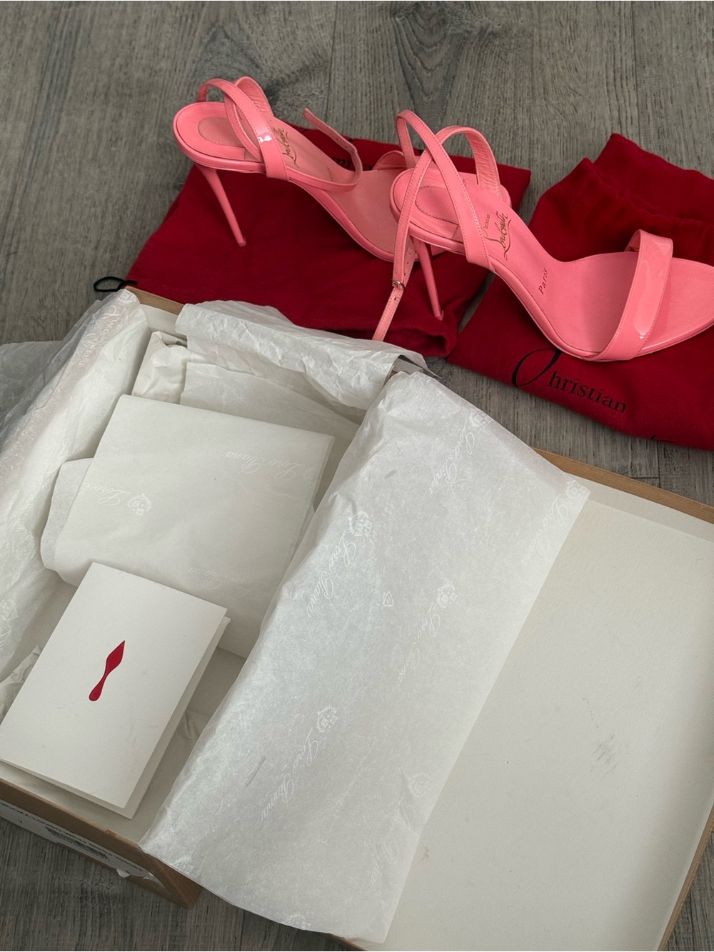 Christian Louboutin Pink Patent Slingback Heels